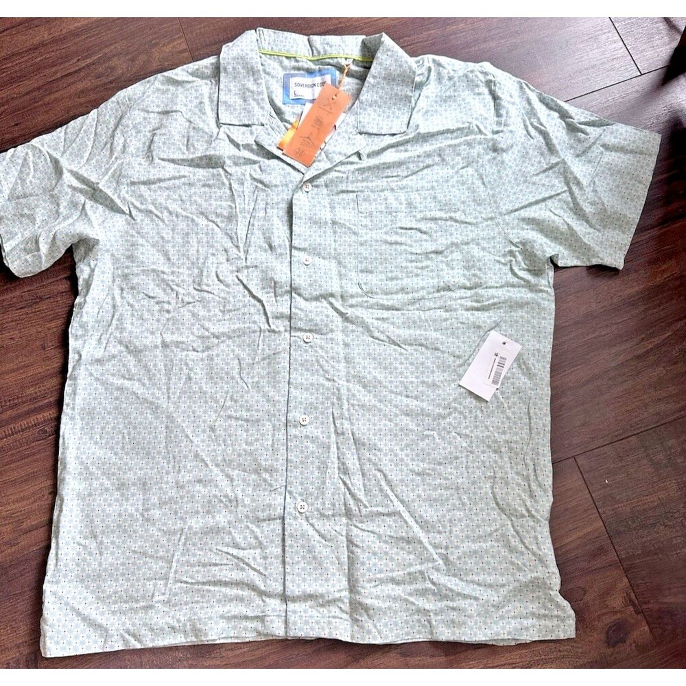 SOVEREIGN CODE men's button down short sleeve shirt stargate sky blue L